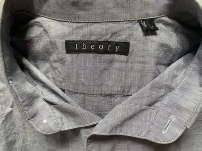 Camisa de vestir Theory para hombre con botones gris pizarra 100 % algodón estilo Stephan talla L Foto 1 de 4