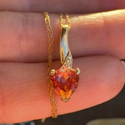 Solid 10k gold sunset mystic topaz/genuine diamond necklace - Image 1 of 4