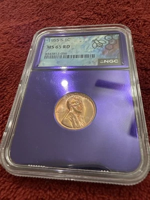 1955-S 1C Lincoln Wheat Cent Penny - NGC MS65 RD - Image 1 of 4
