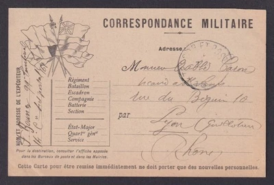 FRANCE 1915, Military postcard Fieldpost WWI to Rhone - Image 1 of 2