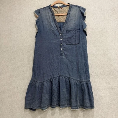 Vestido Pilcro Mujer Grande Cambray Volantes Manga Acampanada Henley Cambio Cuello en V Foto 1 de 4