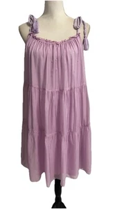 NWT Hale Bob Size Large Lilac Tiered Rope Ties 100% Silk Sleeveless Dress - Picture 1 of 13