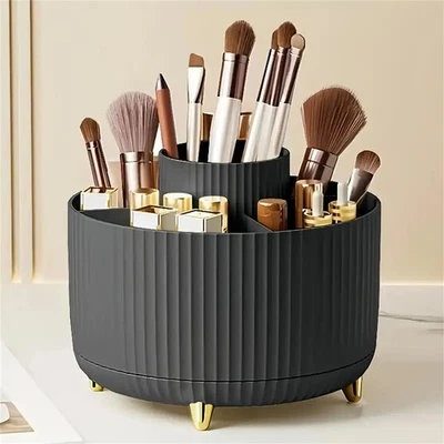 360° Rotating Makeup Organizer – Multi-Functional Brush & Cosmetic Holder - Image 1 of 4
