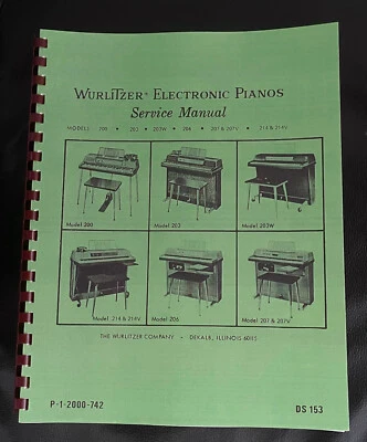 WURLITZER Piano Electrónico 200, 203, 203W, 206 207 207V 214 214V, Manual de Servicio Foto 1 de 4