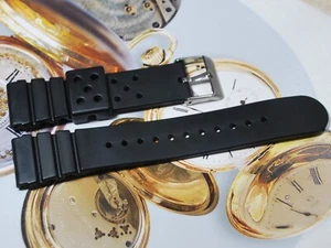 Neu 22mm schwarz Gummi Herren Uhrenarmband für Casio, Seiko Taucheruhren - Bild 1 von 12