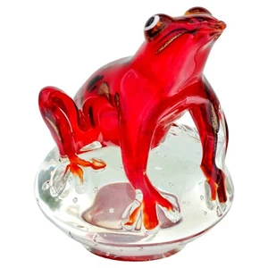 Pisapapeles de vidrio Red Jungle Frog decoración del hogar escritorio de oficina - Imagen 1 de 5
