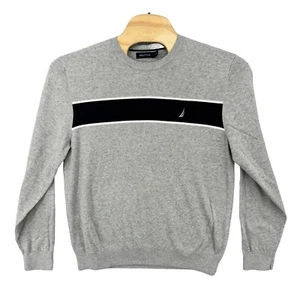 Nautica XL grau und blau Langarm Rundhals Herren Pullover - Bild 1 von 5
