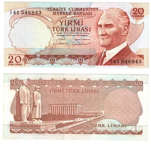 1970 Turkey P187b 20 Turkish Lira Banknote UNC - Picture 1 of 1