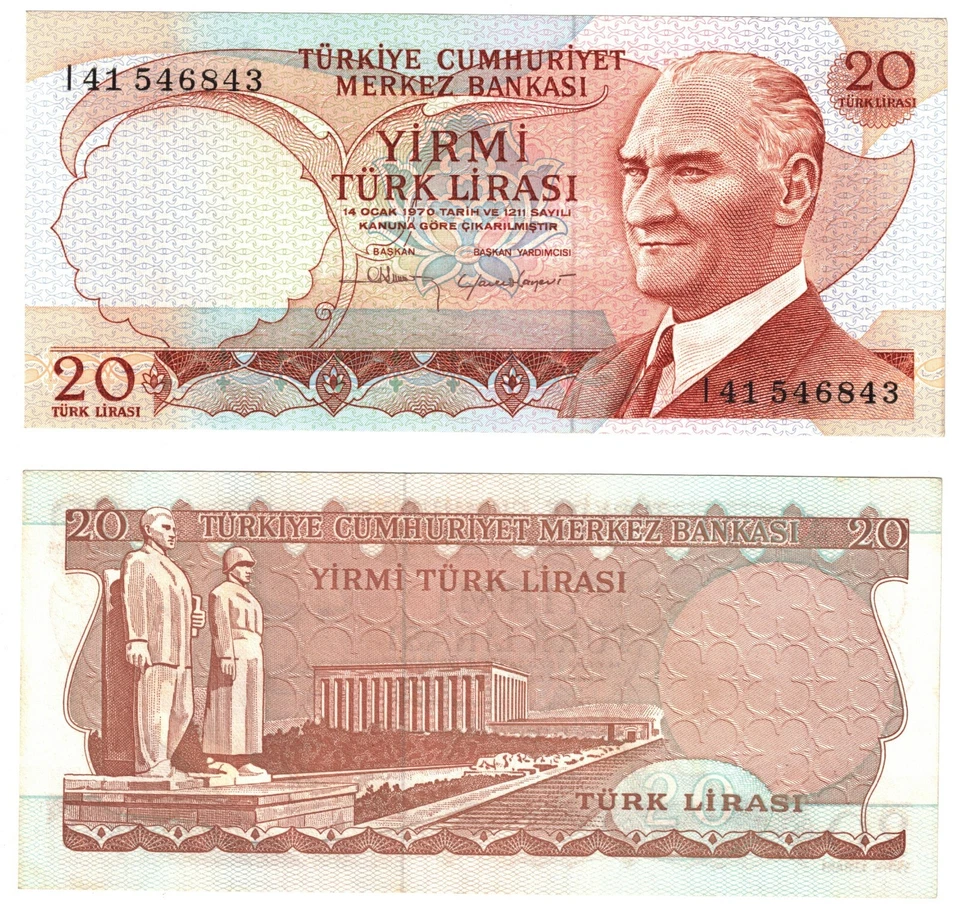 1970 Turkey P187b 20 Turkish Lira Banknote UNC - Image 1 of 1