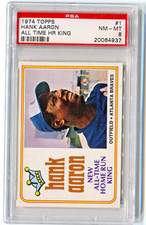 1974 TOPPS Hank Aaron All Time Home Run King #1 PSA 8 NM-MT Certified