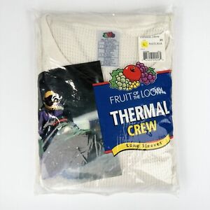 VTG Fruit of the Loom Men's Thermal Crew Long Sleeve Shirt Underwear L 2001