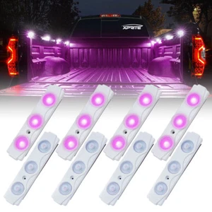 8Pcs Xprite Purple LED Off Road Rock Light Pods Truck Bed Lighting Kit w/ Switch - Picture 1 of 7