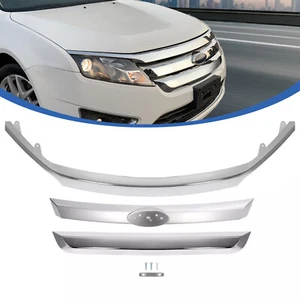 For 2010 2011 2012 Ford Fusion Chrome Front Upper Grille Grill Molding Trim Set - Picture 1 of 19