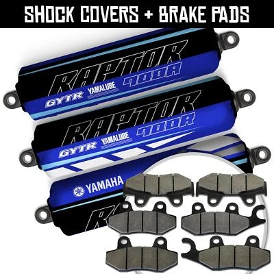 Front Rear Blue Shock Covers & Brake Pads for Yamaha Raptor 700 R SE [2013-2023] - Image 1 of 4