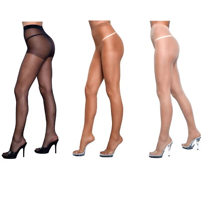 Pantimedias transparentes con soporte de cintura Spandex elásticas medias negras miel desnuda 1923 Foto 1 de 4