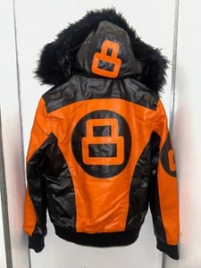 Men's 8 Ball Jacket Robert Phillipe Jacket Removeable Fur Hood ORANGE NEW W TAGS - Picture 1 of 13