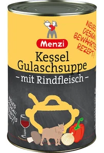 Menzi Kessel Goulash Con Carne Bovina Ungherese 4200g 6er Pacchetto - Foto 1 di 1