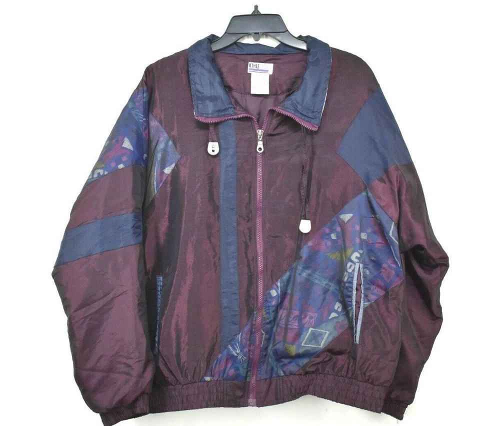 Vintage Athletech Womens Tracksuit Windbreaker Jacket Purple Blue Gray XL - Image 1 of 4