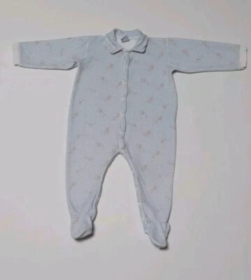 Petit Bateau Bärchen Strampler Schlafanzug 18 Monate Gr. 80 mit Fuß hellblau - Bild 1 von 2
