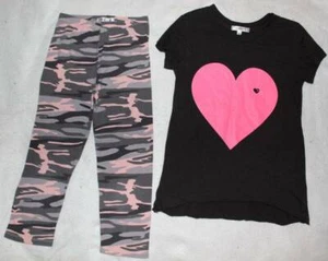 Joah Love Girl's Heart Tunic Top Shirt Cropped Camouflage Leggings 10 12 Yrs - Picture 1 of 1