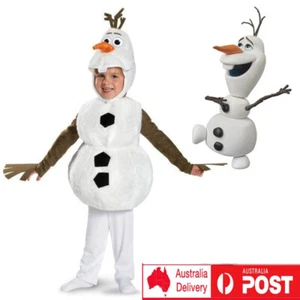 Frozen 2 Olaf Deluxe Kids Plush Costume Child White Snowman Child Boys Cosplay - Picture 1 of 10