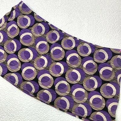 6 Kenneth Cole Purple Tan Swim Skirt Geometric Circle Pattern Black Brief Womens - Image 1 of 4