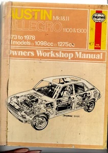 Haynes Austin Allegro 1973 to 1982 All Models Owners Workshop Manual - Picture 1 of 1