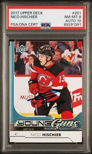Nico Hischier SIGNED PSA 8 / Auto 10 Young Guns Rookie 2017 New Jersey Devils - Picture 1 of 1