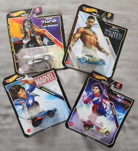Hot Wheels Marvel Lot 1:64 Scale Die-Cast Character Cars Thor Namor Ms. Marvel - Picture 1 of 5