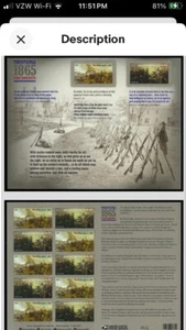 Bürgerkrieg SFSTAMPS US Scott 4980-4981 1865 APPOMATTOX Bogen mit 12 Briefmarken NH 2015 - Bild 1 von 7