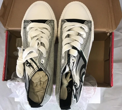 FOCO Womens NFL Philadelphia Eagles Glitter Low Top Canvas Sneakers Shoes size 7 Cover