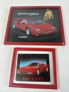 Vintage 1980s Lamborghini Countach & Ferrari F40 Red framed prints. - Picture 1 of 9