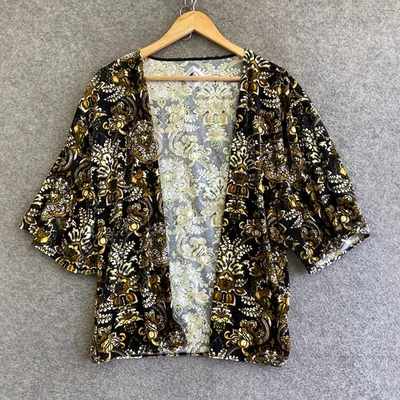 Volcom Jacket Top Womens 10 Velour Multicolour Open Front Kimono Duster 7816 - Image 1 of 4