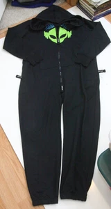 One Zip Wear Alien Black One Piece Pajamas Suit Size XL Adult Cotton FRB21 - Picture 1 of 7