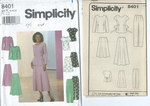 S 8401 sewing pattern Charming TOP, SKIRT in 2 lengths, PANTS sew sizes 8,10,12 - Picture 1 of 1