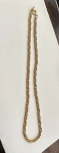 "Collar de cuerda clásico ancho 1/8"" tono dorado cadena retorcida de 15""" - Imagen 1 de 3