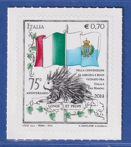 Italien 2014 Nationalflaggen von Italien und San Marino  Mi.-Nr. 3702 ** - Bild 1 von 1