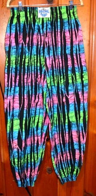 Vintage International Baggy Muscle Beach Pants Geometric 90s Large USA Stretch - Image 1 of 4