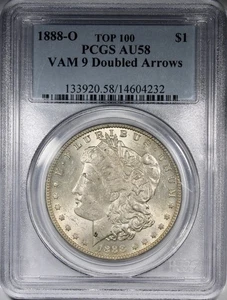 1888-O Morgan Dollar PCGS AU58 VAM 9 Doubled Arrows TOP 100 - Picture 1 of 2