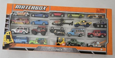 NEW 2011 MATCHBOX 20 PACK CAR LOT SEALED AWESOME CARS COPTER SWAT MAZDA FORLIFT  - Image 1 of 2
