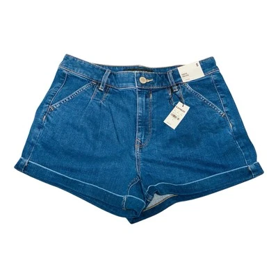 Pantalones Cortos Express Para Mujer Talla 8 Azul Denim Puños Mamá Corto Tiro Alto Elástico Foto 1 de 4