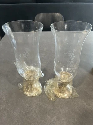 Par de lámparas de plata esterlina Duchin Creations vela huracán con caja original sin R Foto 1 de 4