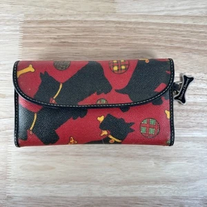 DOONEY & BOURKE Retro Credit Card Clutch Scottie Wallet Checkbook Red Black - Picture 1 of 17