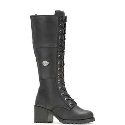 Harley-Davidson Aldona 14" Lace D87270 Womens Black Leather Motorcycle Boots - Image 1 of 4