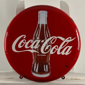 Coca-Cola Enamel Sign - 41x41x5cm (16.1x16.1x2") - Rare Beverage Restaurant Sign - Picture 1 of 15
