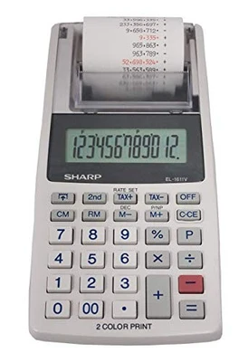 Sharp EL-1611V Handheld Printing Calculator with Tax Functions - Image 1 of 4