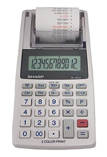 Sharp EL-1611V Handheld Printing Calculator with Tax Functions - Image 1 of 4
