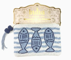 Handcrafted Fish Beaded Pouch Purse Viral Made In India Wandering Moon NEW Rare - Picture 1 of 5