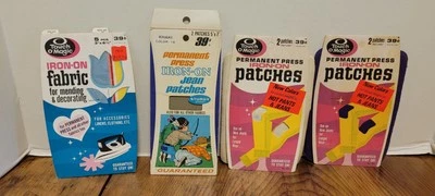 4 Pc Iron On Patch Jeans Hot Pants Sewing Mending Crafts VINTAGE  - Image 1 of 4