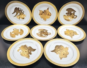 8 Pc Centurion Pure Gold Accent Salad Plate Mix Lot Angel Elegant Table Dish Set - Picture 1 of 24